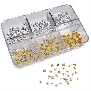 Adornos de Uñas Punk con Púas Metálicas 3D para Halloween, 6 Rejillas/caja en Plata/Negro Metálico, Tachuelas de Uñas Cónicas de 1.5/2/3mm, Remaches de Aleación para Uñas DIY - Product Image 2