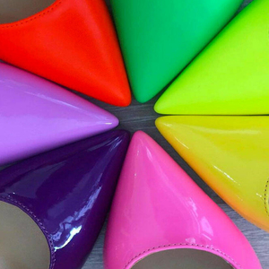 Women's 12cm High Heels Stiletto <b>Pumps</b> Solid Color Shiny Patent Leather Court Shoes Pointed Toe Slip-On Fashionable Summer Club - Product Image 5