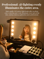 Valise de maquillage professionnelle Wanmei avec miroir LED, chariot de salon de coiffure à 4 roues, rangement portable, ensemble d'outils de coiffure, coffret cadeau