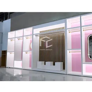 Design unico negozio di vestiti di fascia alta negozio di vestiti Showroom Display da parete vetrine con appendiabiti per negozi di abbigliamento