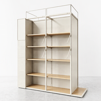 Étagères de présentation de vêtements réglables double face avec panneau latéral perforé, présentoir d'îlot pour la vente au détail, sur mesure