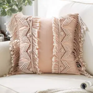 % 100% pamuk el yapımı 3D tığ dokuma Boho atmak yastık çiftlik evi yastık dekoratif yastık kanepe sandalye için araba ev dekor