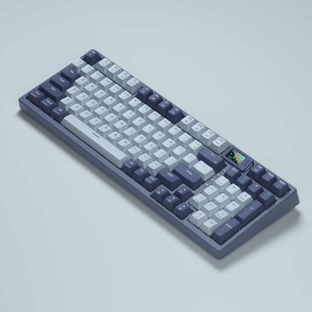 QMK Custom 1.06'' Display RGB Backlight Gaming Mechanical Keyboard Stable Wired-Wireless 98% Layout PBT Gasket Mount
