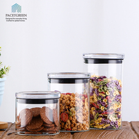 Ensemble de bocaux hermétiques en verre transparent 2025 pour la cuisine, pour une organisation efficace des produits secs, des noix, des pâtes
