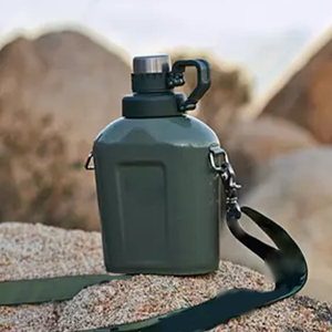 Modern <strong>Retro</strong> American Style 1-Liter Stainless Steel Sports <strong>Kettle</strong> with Glass Handle with Lid BPA Free Green Shoulder Strap - Product Image 3