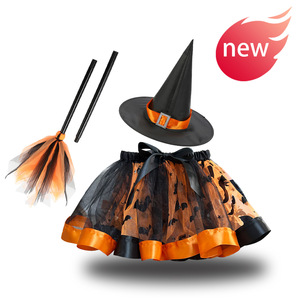 Conjunto <span class=keywords><strong>de</strong></span> Falda Tutú <span class=keywords><strong>de</strong></span> Halloween para Niñas con Sombrero <span class=keywords><strong>de</strong></span> <span class=keywords><strong>Bruja</strong></span>, Disfraz <span class=keywords><strong>de</strong></span> <span class=keywords><strong>Bruja</strong></span> con Calabaza Naranja y Escoba Mágica para Fiesta <span class=keywords><strong>de</strong></span> Carnaval con Accesorios - Product Image 4