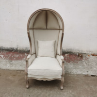 Chaise demi-dôme en chêne vintage, chaise de loisir en forme de cage à oiseaux pour salon