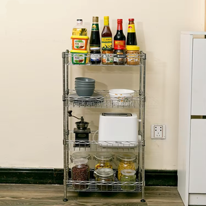 NSF Metal Kitchen Storage Organizer Rack 4 Tiers Freestanding Chrome Steel Wire Mesh <strong>Basket</strong> <strong>Shelf</strong> <strong>for</strong> Household - Product Image 4