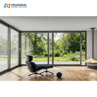 Pintu Geser Aluminium Thermal Break untuk Teras Luar Ruangan, Pintu Geser Kaca Tahan Air, Pintu Geser Kaca Tempered Low-e untuk Luar Ruangan