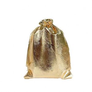 Sacs à cordon pour cadeaux de mariage, emballage de bijoux en organza argenté métallique - Product Image 6