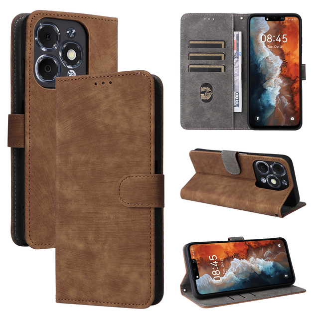 Camera Protection PU Leather Case Cover Shell RFID Blocking Card Holder Wallet Leather Phone Case for Itel A90 4G