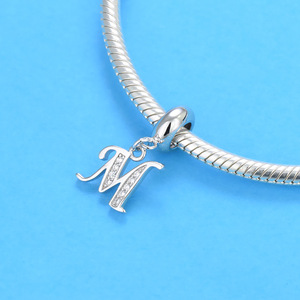 Colgante de Plata de Ley 925 con <span class=keywords><strong>Letra</strong></span> Inicial <span class=keywords><strong>L</strong></span>, Personalizado con Alfabeto y Circonitas, para Pulseras DIY - Product Image 5