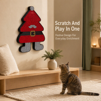Griffoir pour chat en carton ondulé mural festif en forme de sapin de Noël pour l'entretien des griffes des chats d'intérieur et la décoration des fêtes