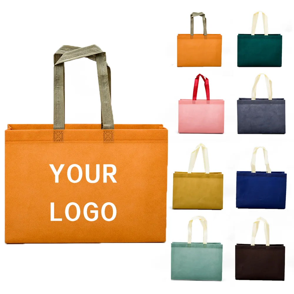 Tas belanja promosi murah tas Tote tanpa anyaman Logo cetak warna dengan Logo cetak kustom