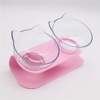Bol de nourriture pour chien et chat en plastique transparent écologique à la mode 15 degrés inclinaison surélevée protège-cou oreilles de chat forme élevée 15