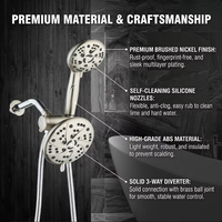 Système de douche haute pression 6+6 à 12 fonctions, double 2-en-1, avec douchette à main en ABS chromé intégral