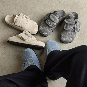Men Women Summer Breathable Flat Mules Sandals Outdoor Slip-On Lightweight Denim <b>Retro</b> Beach Walking Shoes Pocket <b>Decoration</b> - Product Image 2