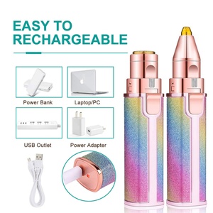 Rechargeable Iridescence Women's Eyebrow Trimmer Lipstick <b>Styling</b> 2-in-1 Eyebrow Trimmer Hair Women Painless Razor Shaver - Product Image 6