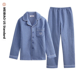 Pigiama da <span class=keywords><strong>Uomo</strong></span> Ming Jet in Puro Cotone 100% Lavorato a Maglia, Tre Strati Traspiranti, Maniche Lunghe, Casual, Autunno <span class=keywords><strong>Inverno</strong></span>, per Casa - Product Image 6