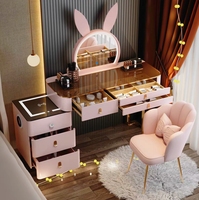 2025 nouvelle coiffeuse rose de luxe léger tiroirs de rangement intelligents Table de maquillage intégrée haut de gamme moderne Simple pour les filles en bois