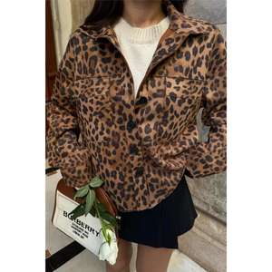 Camisa de Mujer con Estampado de Leopardo y Flores, Tejido de Viscosa, Algodón y Seda, Estilo Casual para Otoño, Primavera, Talla XL - Product Image 6