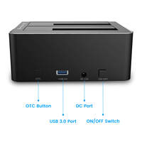 RSHTECH 5Gbps USB 3.0 vers SATA Station d'accueil pour disque dur externe double baie pour boîtier de disque dur double baie 2.5/3.5 pouces HDD/SSD