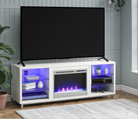Cheminée Tv Stand Cheminée Électrique Insert Chauffage Télécommande Changement de Couleur LED Lumières Cristal Ambre Flammes