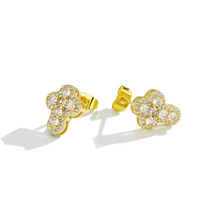 Cross Stud Earrings Gold Silver Six Diamond Pave Setting Party Fashion Jewelry - Product Image 4