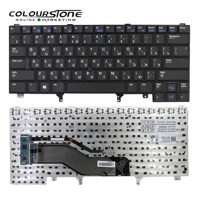 Original Layout Russian (RU) Backlit Keyboard for Dell Latitude 5420/7420/7520 White LED Backlight 3-key for Laptop Use