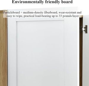 Armario de Madera de Tres Puertas |   Barra de Colgar Doble + Estante Lateral + 2 Cajones <span class=keywords><strong>para</strong></span> Gran Almacenamiento, Dormitorio/Vestidor Moderno - Product Image 4