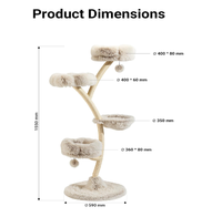 Arbre à chat moderne 59 x 59 x 155 cm, griffoir avec peluche et sisal, mobilier pour chats, poteau avec balle de jeu