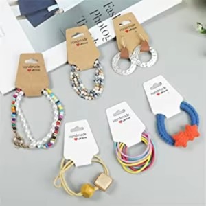 Necklace Display Cards Self Adhesive Jewelry Packaging Tags Keychain Bracelet Hair Accessories Fold Over Hanging Holder - Product Image 5