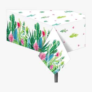 Nappe jetable en plastique à thème Fiesta, motif Cactus <span class=keywords><strong>aquarelle</strong></span>, imperméable, pour fête sur le thème des Cactus et des <span class=keywords><strong>Plantes</strong></span> Succulentes, pour la décoration - Product Image 1