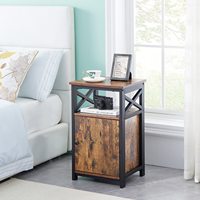 Ensemble de 2 étagères de chevet pour chambre à coucher, mobilier de table avec rangement à tiroirs, de couleur marron rustique