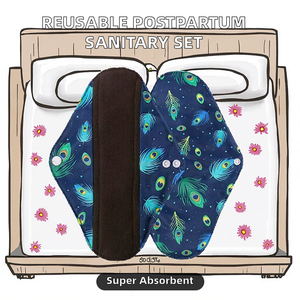 Juego de Toallas Sanitarias Postparto Lavables y Reutilizables con Alas, Alta Absorbencia, Longitud de 180mm/250mm/300mm, Paquete Mixto, Protección Contra Fugas, Uso Nocturno - Product Image 2