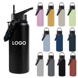 Bouteille d'eau en acier inoxydable 500 ml, 750 ml, 1 L, avec logo personnalisé imprimé et poignée, pour la vente en gros, cadeau promotionnel - Product Image 6