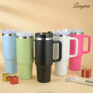 Custom 2025 Popular H2.0 Adventure Travel Coffee Mug 30oz 40oz Reusable Insulated Stainless Steel <b>Tumbler</b> with Handle and <b>Straw</b> - Product Image 3