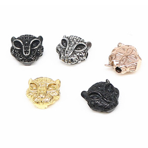 yunnique Steel Wings Titanium Steel Leopard Head Beads Retro Metal <b>Spacer</b> For Bracelet Making - Product Image 5