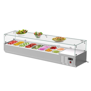 Mesa refrigerada comercial para ensaladas, ideal para tiendas de té con leche y restaurantes, para la preparación de ingredientes. - Product Image 1