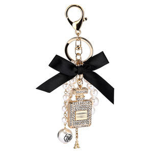 <strong>Mini</strong> <strong>Pink</strong> Bow Keychain <strong>Set</strong> with <strong>Perfume</strong> Style Pendant Luxury <strong>Perfume</strong> Bottle Shaped Pearl Keychain Car Accessories for Women - Product Image 6