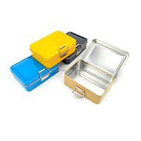 Boîte en fer blanc à couvercle rabattable à bouton unique, mini-boîte portable avec boucle pour cartes, outils de pêche, conteneur de rangement pratique, recyclé