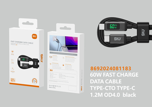 Nylon LED affichage numérique 5A câble de données PD charge rapide 60W Ttype-c chargeur d'ordinateur de téléphone portable en silicone pour les banques d'alimentation - Product Image 5