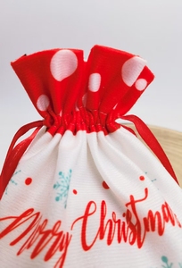 Sac cadeau à cordon avec motif Père Noël, décoration de Noël, emballage cadeau - Product Image 2