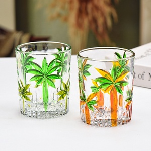 Vaso de Whisky Pintado a Mano con Palmeras y Cocoteros, Colorido, <span class=keywords><strong>para</strong></span> Fiestas, Verano Tropical, Agua, Café, Cócteles, Vino - Product Image 2