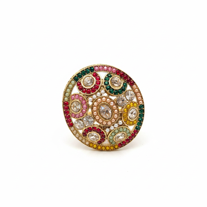 Gold Plated Austrian Crystal and Pearls Stone <b>Rings</b> | Elegant Wedding & Party Wear <b>Finger</b> <b>Rings</b> for Women for Special Occassion - Product Image 2