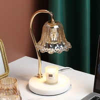 Lampe d'ambiance rétro américaine à base de marbre avec abat-jour en verre gris fumé, régulation de température, pour aromathérapie et chauffe-cire