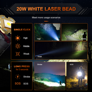 Linterna Táctica LED WOSEN con Pantalla Inteligente, Luz Potente, Resistente al Agua IP66, Recargable, Más de 1000 Lúmenes, Haz de Luz Ajustable - Product Image 2