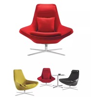 Fauteuil d'appoint et ottoman de rangement modernes en tissu coloré de style nordique, fauteuil pivotant avec base métallique pour la maison et le bureau