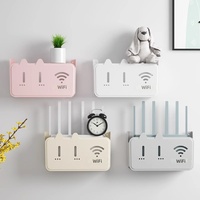 Boîte de rangement pour routeur, support mural sans perçage, étagère fixe, design de dessin animé pour modems optiques WiFi, décodeurs TV