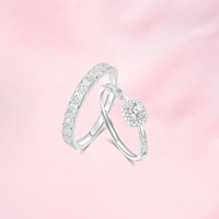 Bagues de couple en argent sterling S999, motif ciel étoilé petit cube, sertissage à tension coupe rose, style signet, tendance, luxe léger, minimaliste